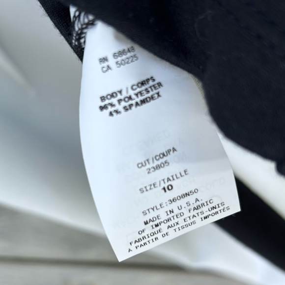 NWT ABS Allen Schwartz Vintage Y2K Sleeveless Sheath Scuba Dress Black Cream 10 - Picture 13 of 14